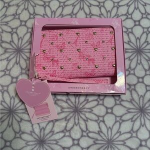 Pink Gold Heart Paris Wristlet Wallet